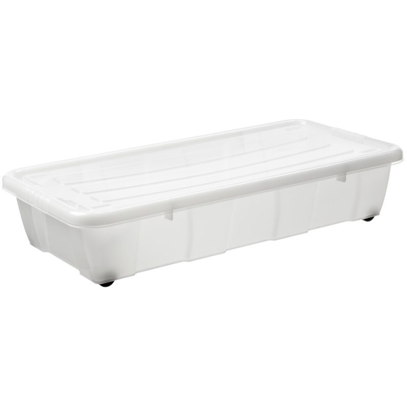 plast team Boîte de rangement conteneur à roulettes EasyRol, transparent, 30 litres, 79×38,5×16,3 cm
